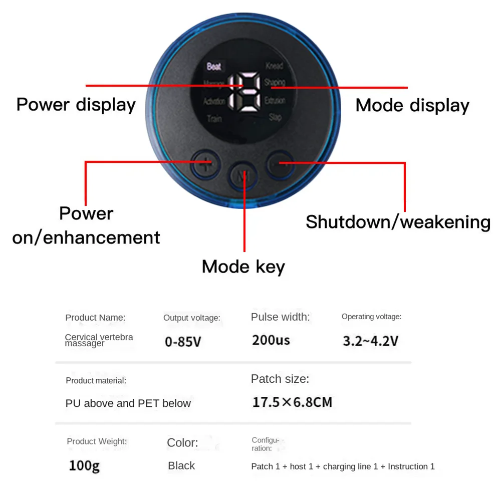 2/3/4 pcs intelligentes elektrisches Nacken massage gerät Set Zervix pflaster 8 Modi 19 Stufen Intensität Massage werkzeuge für den Heimgebrauch zur Linderung von Müdigkeit – Detail 5