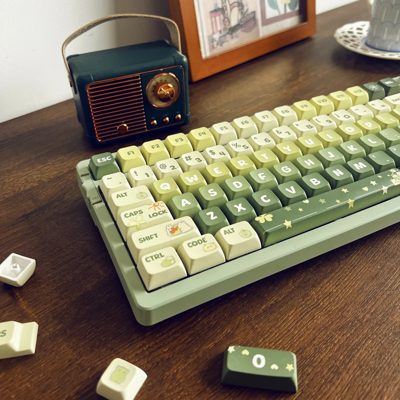 

133Keys Ins Simple Light Green Keycap Pbt Xda Highly Sublimated Mechanical Keyboard Universal Cartoon Rabbit Puppy Keycaps