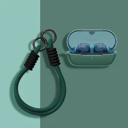 Fashion Rope Silicone Earbuds Case - Shockproof Cover - Sony WF C710N (Dark Green)