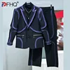 PFHQ Tie-dyed Designer Gradient Suit Set Loose Casual Shoulder Padded Jacket Two-piece Sets Long Sleeve Contrast Color 21E1254 1