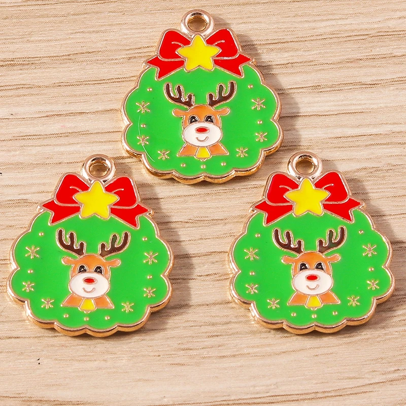 10 stücke Cartoon Hirsch Charms Emaille Weihnachten Santa Claus Charms Anhänger für Schmuck Herstellung Ohrringe Halsketten DIY Handwerk liefert – Detail 3
