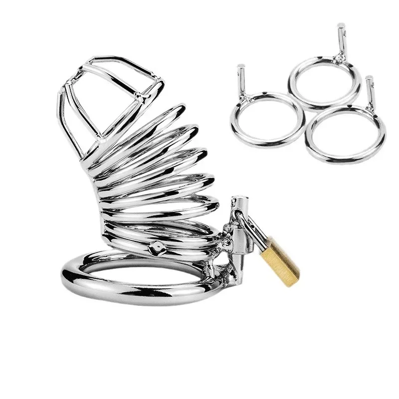 Metal Chastity Lock for Men Snake Cage CB Penis Lock Adult Toy for Abstinence Unisex Key Included Body Binding Restrain