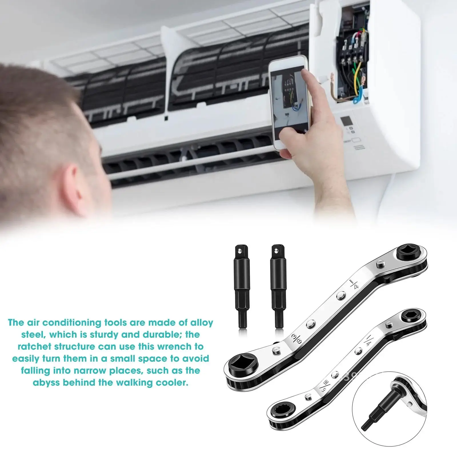 

Ключ с храповым механизмом HVAC 5/16-1/4, с шестигранным наконечником 3/8 дюйма, 4 шт.