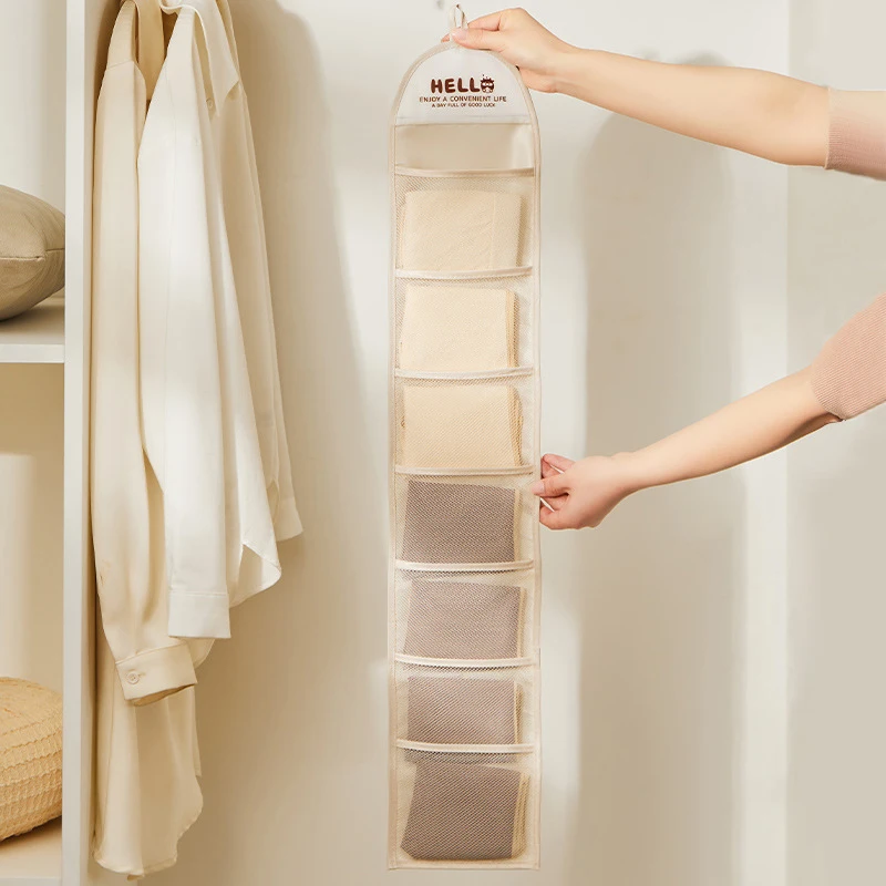 7 Grid Sock Organizer Hanging Bag,Hair Accessories Storage Bags for Headdress Jewelry,Wall-mounted Sundries Organiser for Closet 3