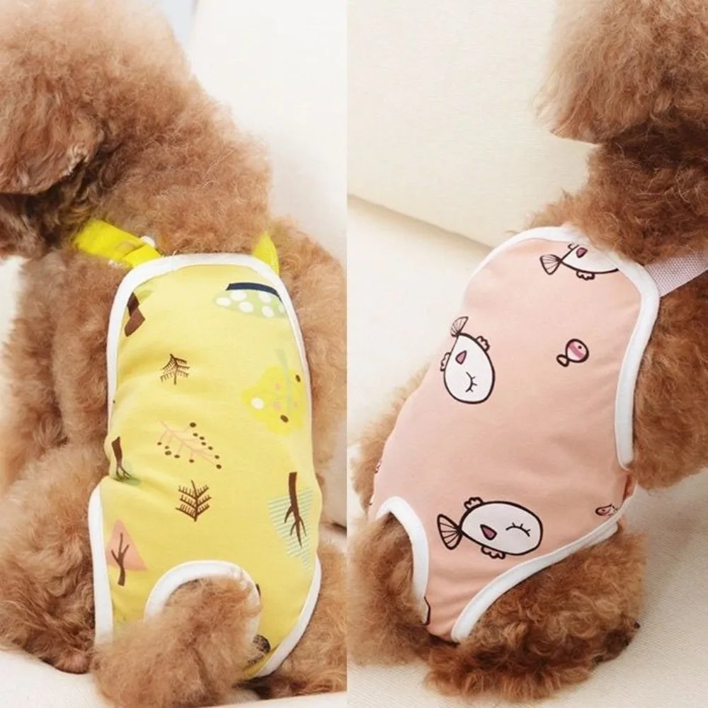 조절 가능한 강아지 생리 팬티, 새지 않는 어깨끈, 강아지 위생 팬티, 세탁 가능한 강아지 기저귀, 생리 기간용