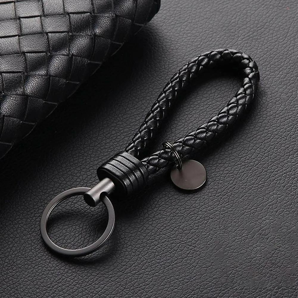 Car Key Chain 1pcs Vintage Retro Leather Rope Weave Braided Strap Keychain Keyring Car Key Chain Ring Key Fob Sling Jewelry Gift