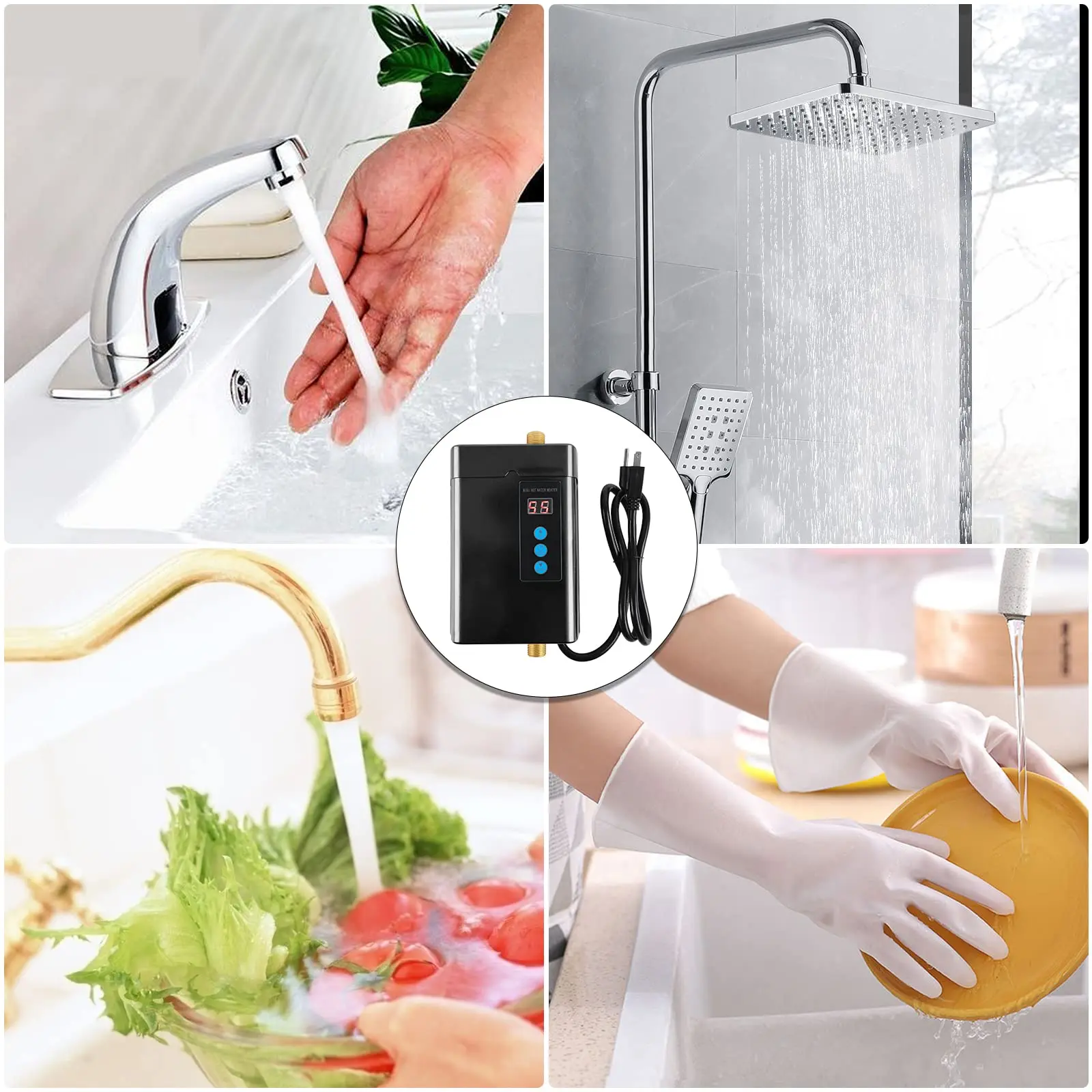 Electric Water Heater Instantaneous Tankless Instant Hot Water Heater  Kitchen Bathroom Shower Flow Water Boiler - Electric Water Heaters -  AliExpress