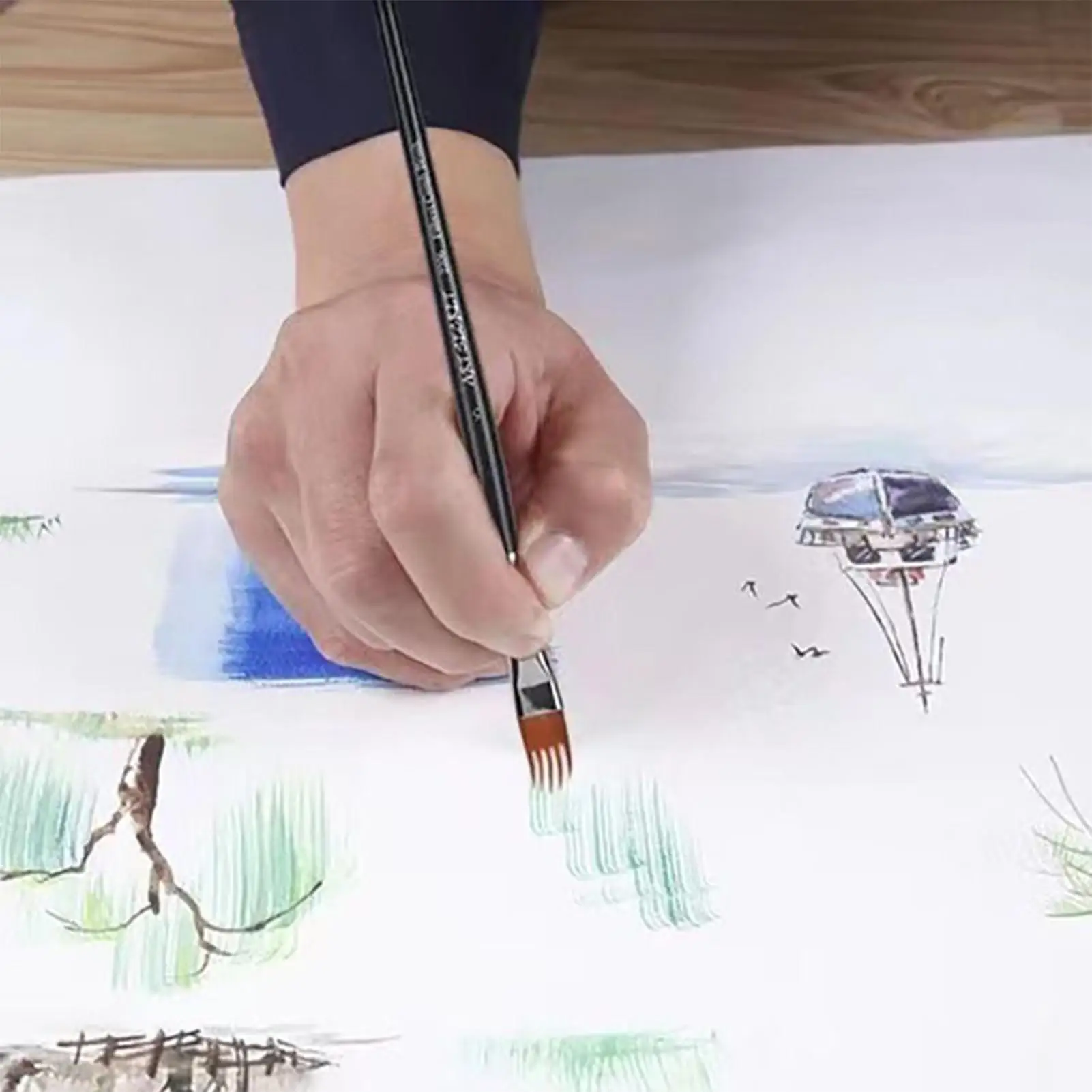 4pcs Paint Brushes Ergonomic Handle Tools Pen Paint Brush Set For Acrylic Painting For Kids Classroom Coloring Adults Craft