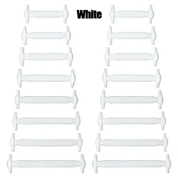 Silicone Elastic No - Tie Shoelaces - Quick and Convenient Lacing Solution for Kids and Adults (16 - Piece Set) (White)