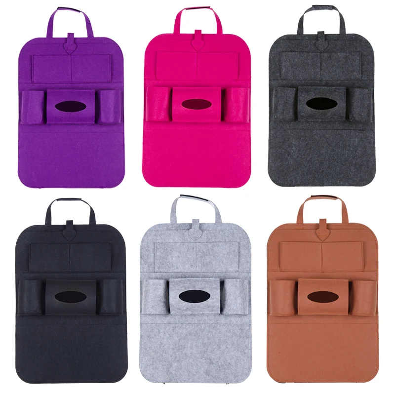 

Multi-Pocket Car Seat Back Organizer Storage Bag Pad Cup Storage Drink Holder Felt Fabric Protector Car Accessories 6 Colors