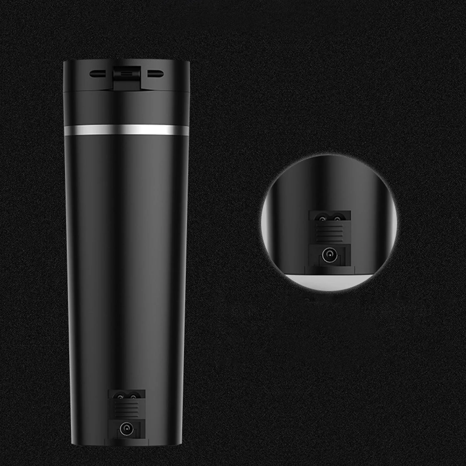 스마트 온도 조절 여행 머그컵 차량용 가열 여행 머그컵 블랙 450ML 용량 캠핑 여행 사무실용
