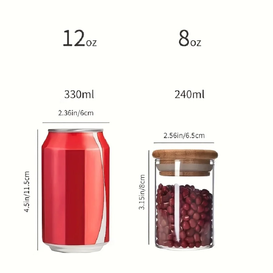 12pcs/set Airtight Glass Storage Jar with Bamboo Lid for Tea,Coffee,Sugar Portable and Transparent Container for Home Kitchen 3