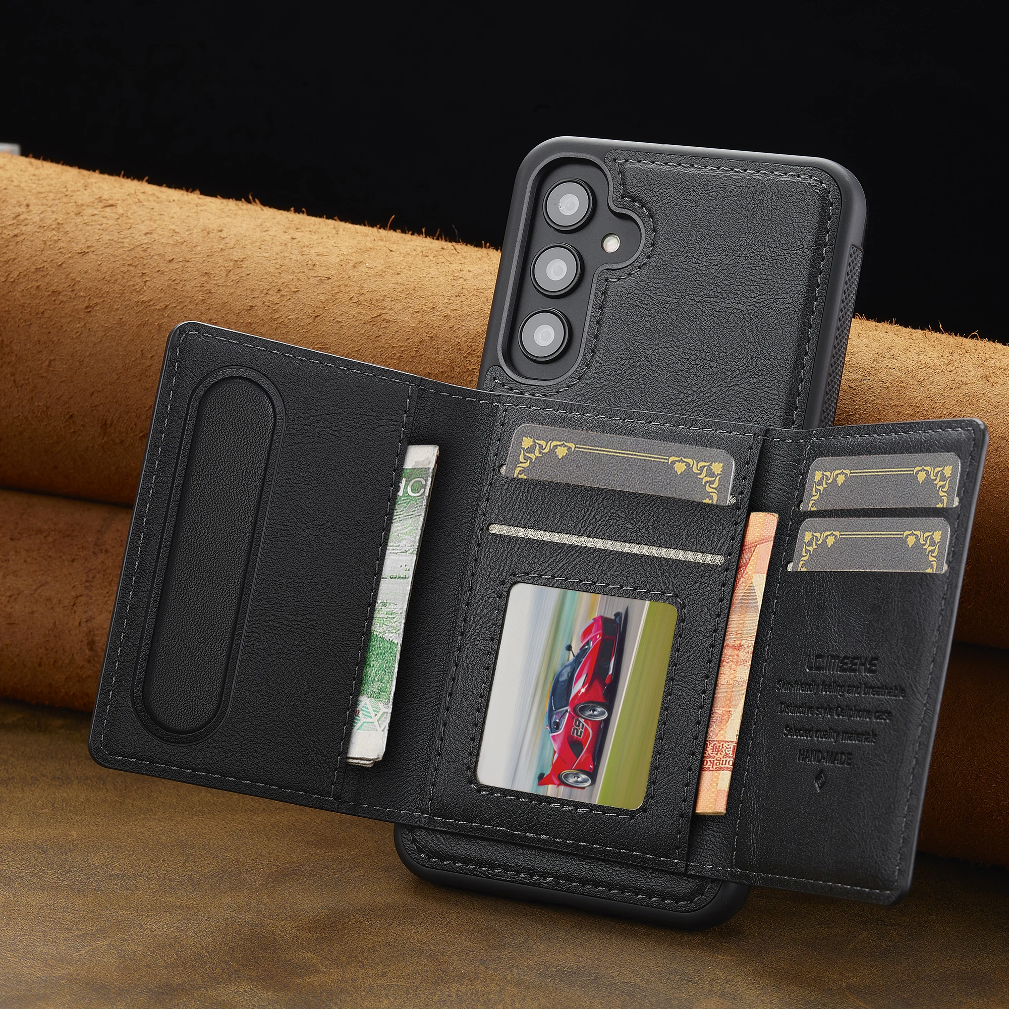 Premium Detachable Magnetic Wallet Stand Case - PU Leather Cover