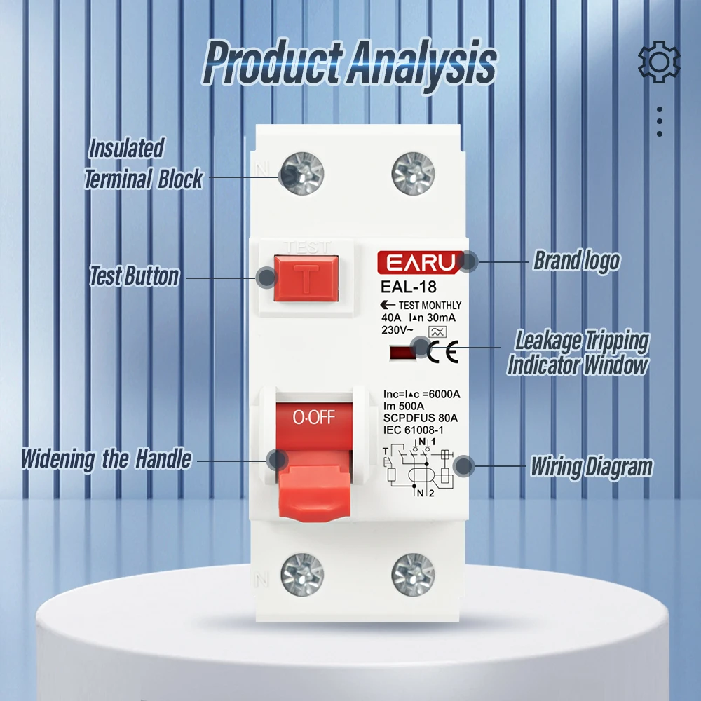 2P 32A 10/30/100/300mA Type A RCCB RCD ELCB Electromagnetic Residual Current Cir