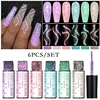 MEET ACROSS 6Pcs/Set Sparkly Reflective Line Gel Nail Polish Glitter Superflash Nail Art Liner Gel DIY Painting Drawing Gel Kit 1