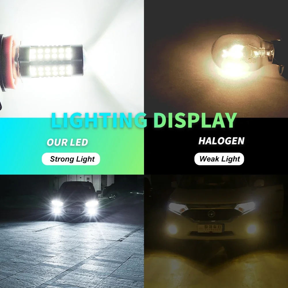 2Pcs H8 H11 LED HB4 9006 HB3 9005 Fog Lights Bulb 3030 Chips Car Driving Running Lamp Auto Led Light White Yellow Blue Green 12V