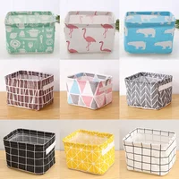 Foldable Storage Box Dormitory Sundries Storage Box Household Cotton Linen Fabric Desktop Storage Basket Cosmetic Organizer 2
