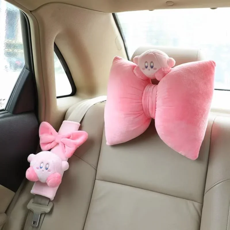 

2023 Anime Kirby Plush Car Neck Headrest Pillow Kawaii Auto Seat Head Support Neck Protector Seat Belt Covers Car Accessories