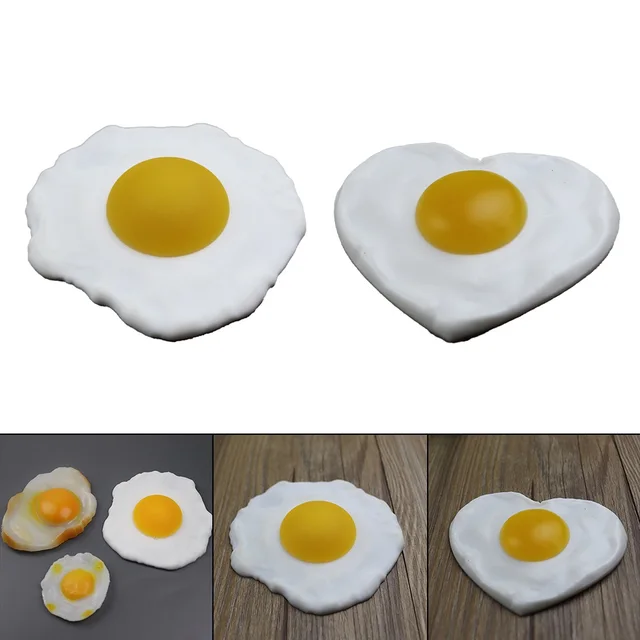 1pc Fake Fried Egg 10cm Simulated Food Poached Egg Model Prop PVC Artificial Fried Egg Dec Novelty Toy Dollhouse Miniatures Food