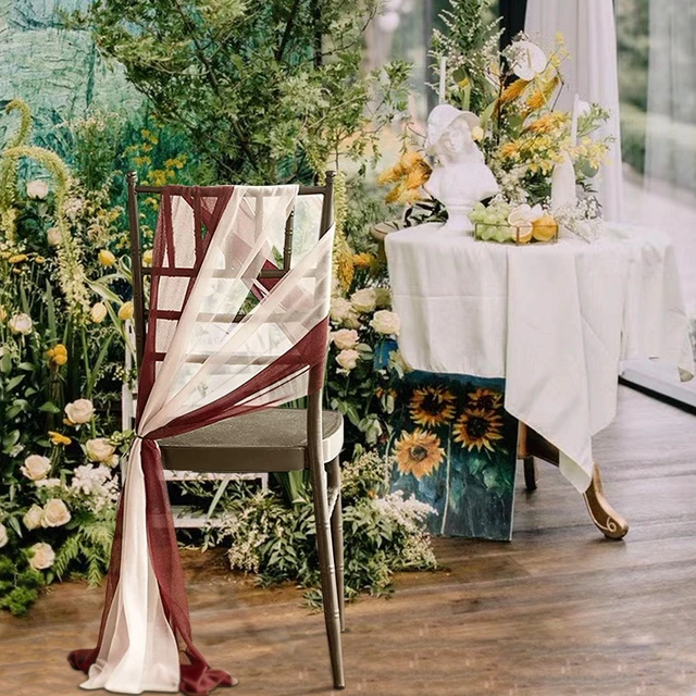 Organza Szék Hátsó Dekoráció Esküvői Puszta Tüll Fonal Szálloda Bankett Születésnapi Party Kellékek - Image 3