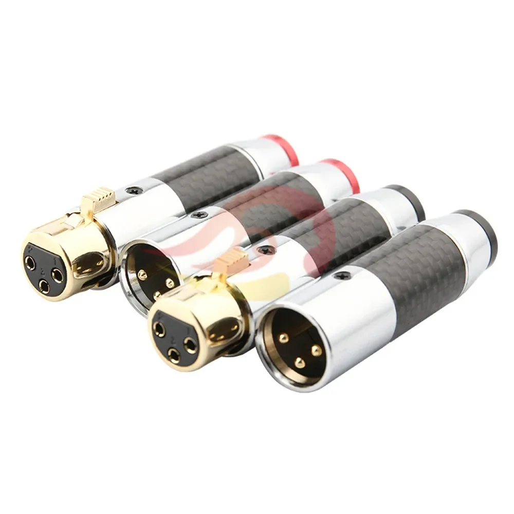 

XLR 3 Pin Audio Connectors XLR Male Female Socket Adapter Speaker Jack Connector Audio DIY Carbon Fiber Gold Plated Hifi Plug
