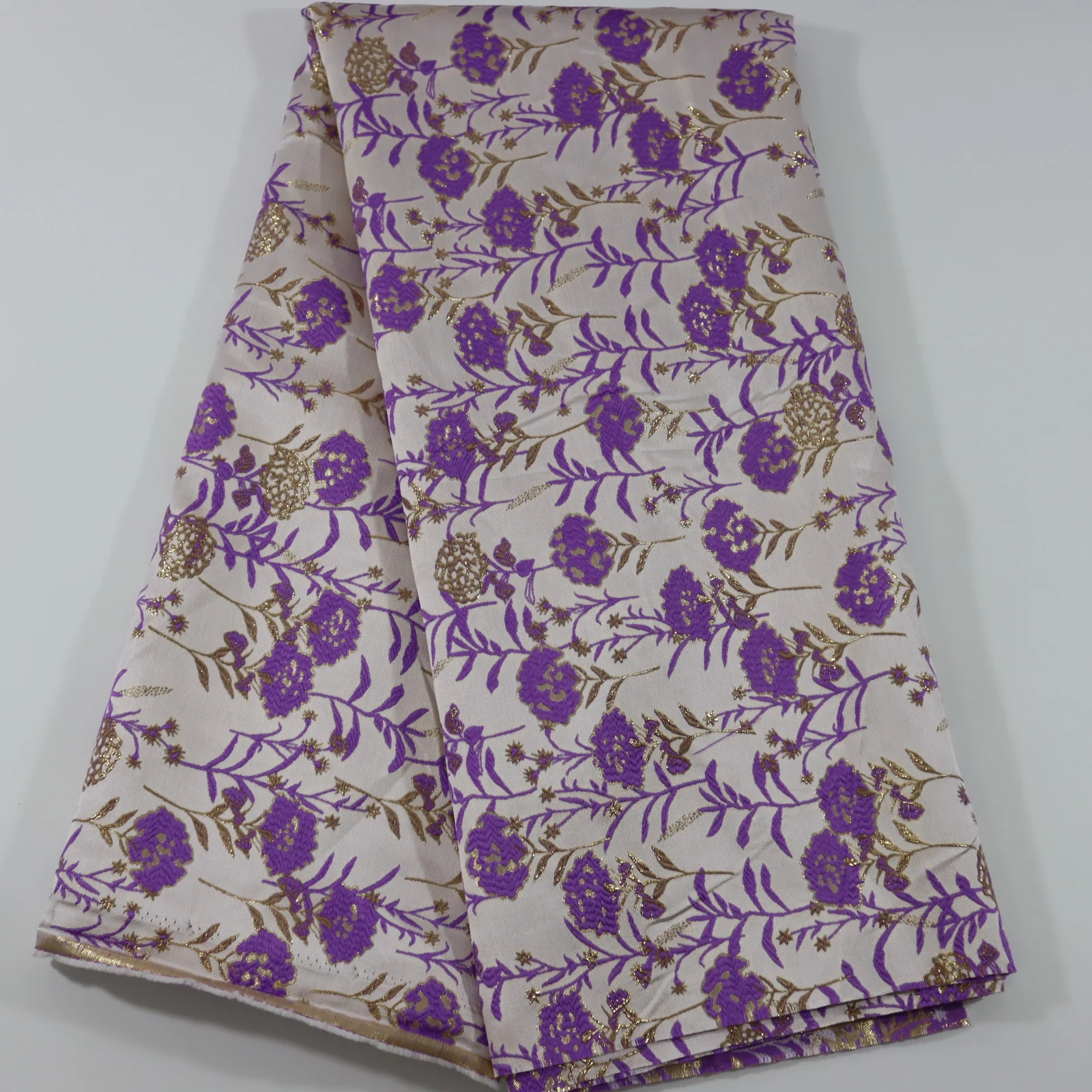 

Brocade Jacquard Lace Fabric 5 Yards Gold Line African Lace Fabrics High Quality French Nigerian Brocade Lace Material For Dress