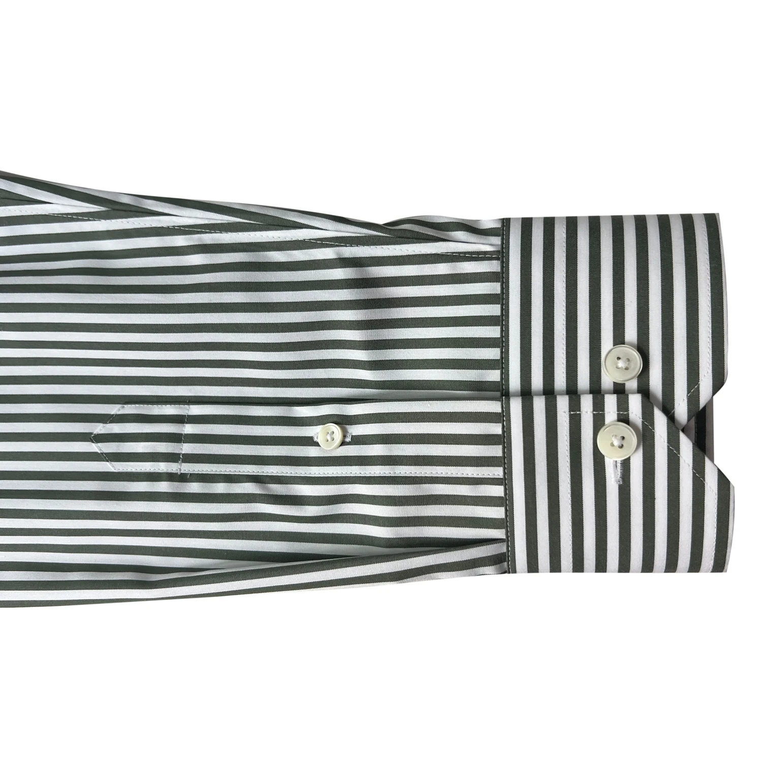 Luxury 100s 2-Ply100% Cotton Dress Shirt Bespoke Dark Green Stripe High Quality Man Shirts Wrinkle Resistant Tailored Men Shirts