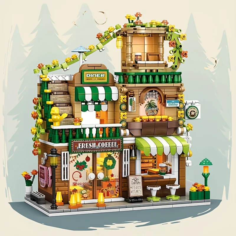 Urban Series Building Blocks Street View Cafe House Model Miniature Architecture