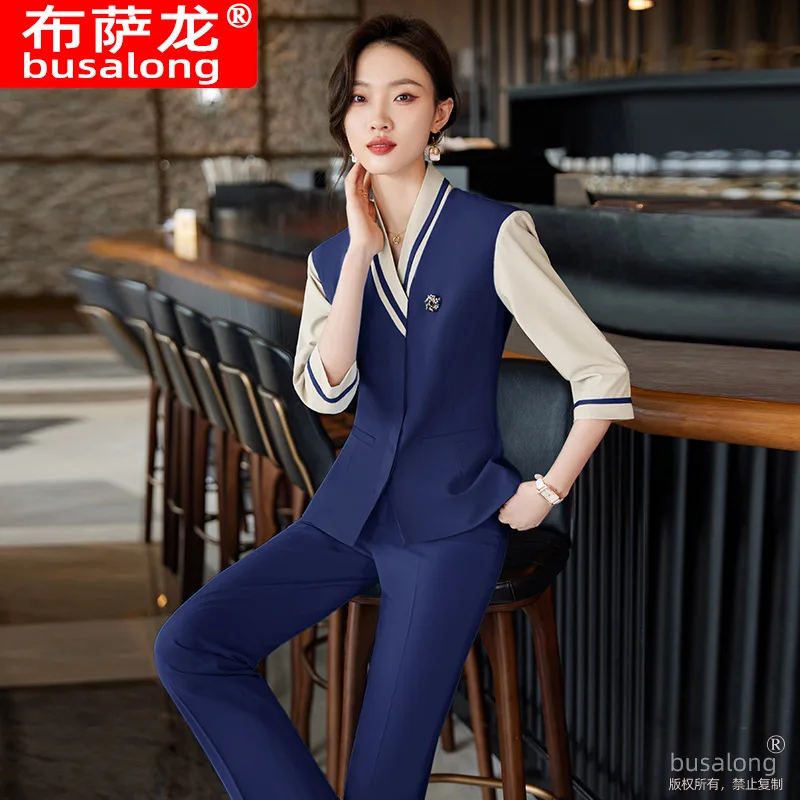 

Blue Suit Jacket for Women Spring and Autumn New Business Clothing Work Clothes Beauty Salon Jewelry Shop Stewardess Uniform Sui