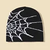 New Goth Spider Web Jacquard Beanie Caps Y2K Knitted Warm Hip Hop Unisex Elastic Knit Hat Skull Cap For Women Men 1