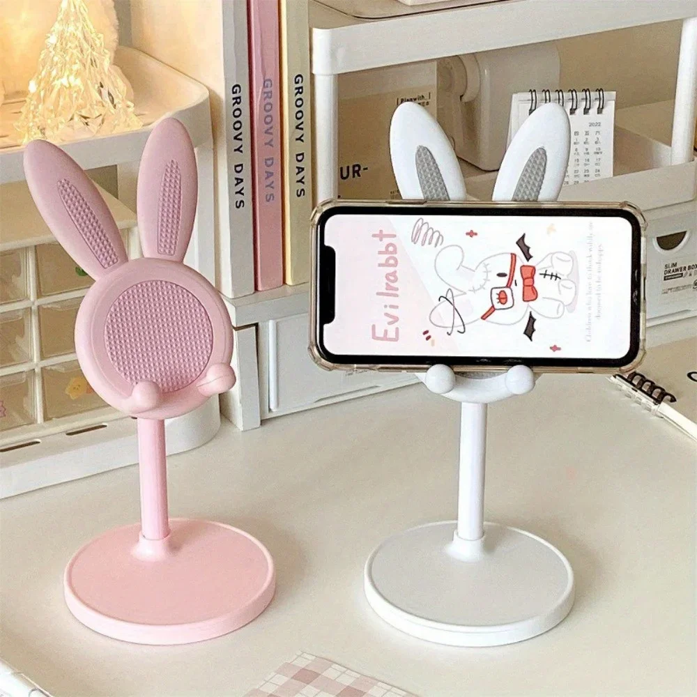 1PC Cartoon Bunny Desktop Phone Holder Tablet Holder Adjustable Telescopic Lifting Stand Desk Organizer Office Desk Accessories