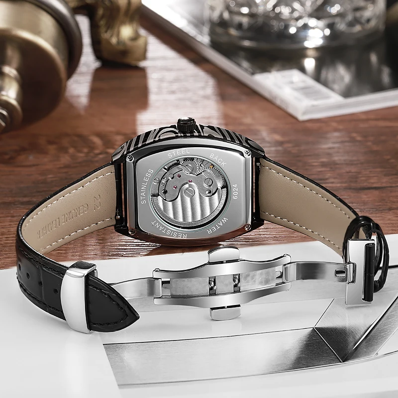 Top-Marke Luxus Tourbillon Mechanische Uhr Für Männer Mode Schwarz Stahl Wasserdicht Mondphasen Automatische Uhr Reloj Hombre_voghion.com