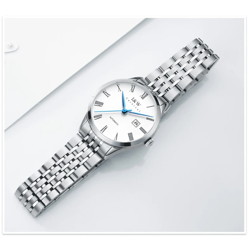 IW Casual Fashion Mechanical Women Watch Luxury Sapphire Glass Automatic Watch Simple Calendar Stainless Steel Watch Waterproof