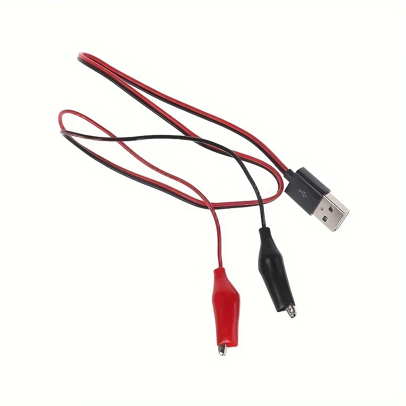 Alligator Test Clips 60cm Cable USB Male Connector Power Supply Adapter Wire Roach Clip Test Jumper Wire Clamp Clamps