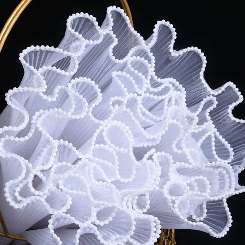 Luxurious Pearl Wave Yarn Flower Wrapping Paper - Elegant Lace Mesh for Handmade Bouquets & Gift Decor