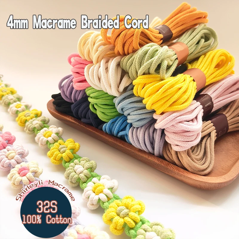 3.3야드/3미터 마크라메 4mm 꼬임 끈 고품질 100% 면 마크라메 로프 제로 웨이스트 대용량 포장