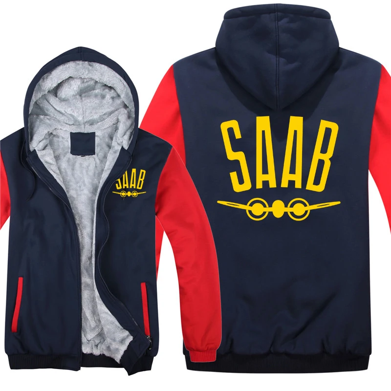 SAAB Hoodies Men Coat Winter Warm Fleece SAAB Sweatshirts Jacket 2