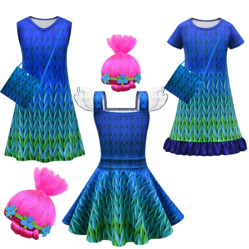 Trolls 3 Costumi Per Bambini Abiti Per Ragazze Trolls Poppy Costume Dress For Girls Costumi Di Halloween Per Bambini Carnaval Fancy Dress