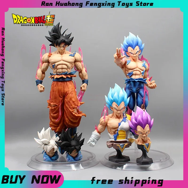 

Dragon Ball Anime Figures Ultra Instinct Son Goku Action Figure Vegeta Figurine 3 Heads Replaceable Pvc Statue Model Toys Gifts