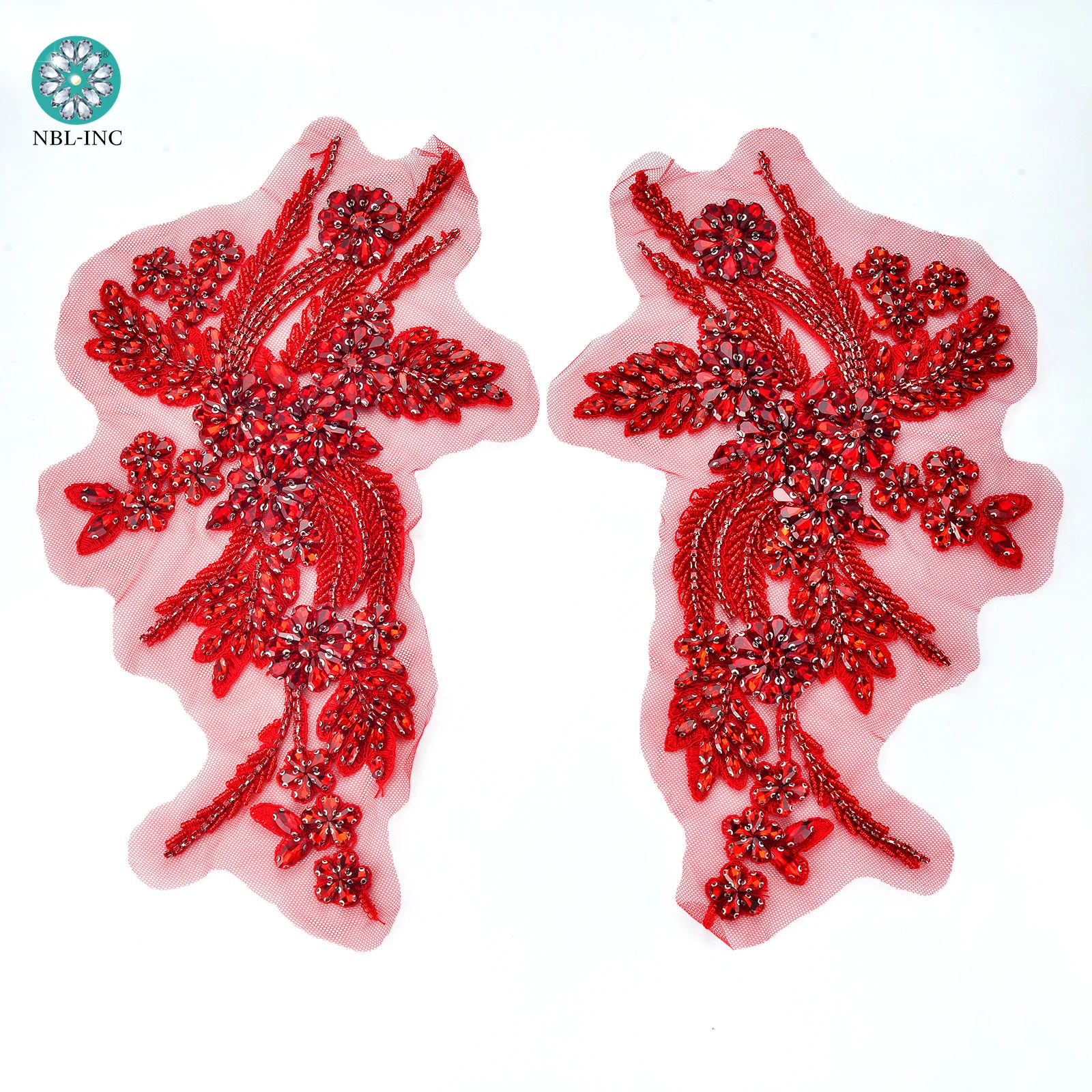 GORGECRAFT 2 Pz Fiore di Perle Ricamo Patch di Pizzo 3D Floreale Nero Floreale Ricamato Cucire su Appliques Tessuto di Pizzo Passamaneria per Copricapo Abbigliamento Accessori da Sposa Fornitura