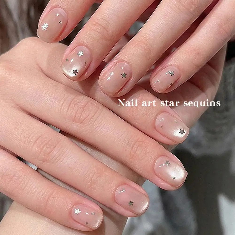 Silver Glitter for Nails Design Shiny Nail Glitter Flakes Sparkling Silver Nail Sequins Starlight Sequins Glitters Nails Charms - 4