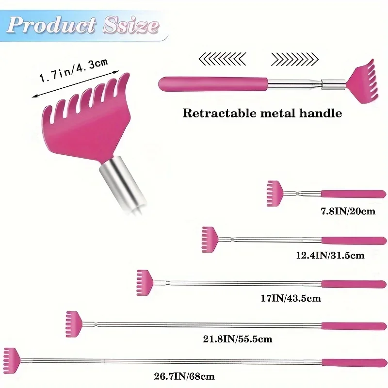 4-Pack Retractable Metal Back Scratcher Instant Itch Relief Extendable & Portable Telescoping Scratching Tool for Men Women