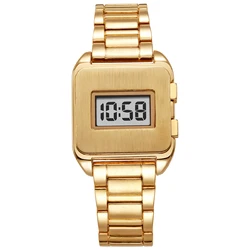 Sleek Digital Men's Watch with Bold Arabic Numerals - Perfect Gift (Gold)
