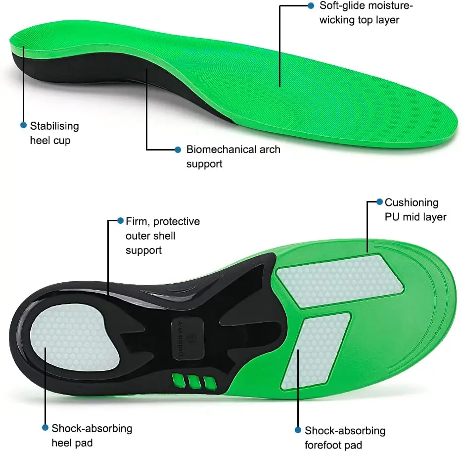 TOPSOLE Arch Support Orthopedic Insoles For Green Upgrade Flat Feet Plantar Fasciitis Heel Pain Shoe Inserts Orthotics Free Ship