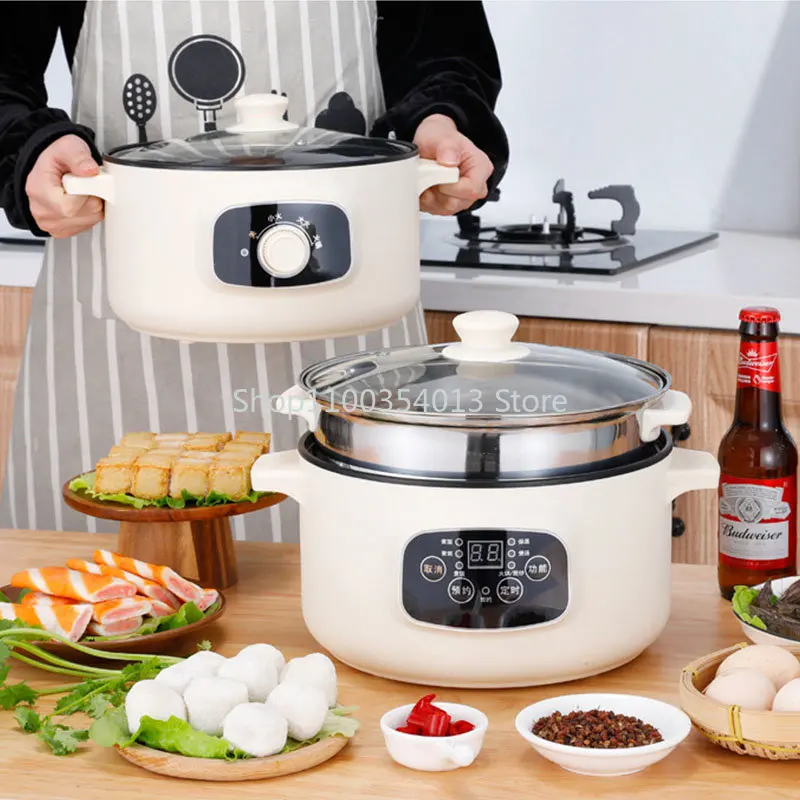 

110v Multifunctional Electric Cooker Heating Pan Cooking Pot Machine Hotpot Noodles Eggs Soup stew Steamer rice cooker us