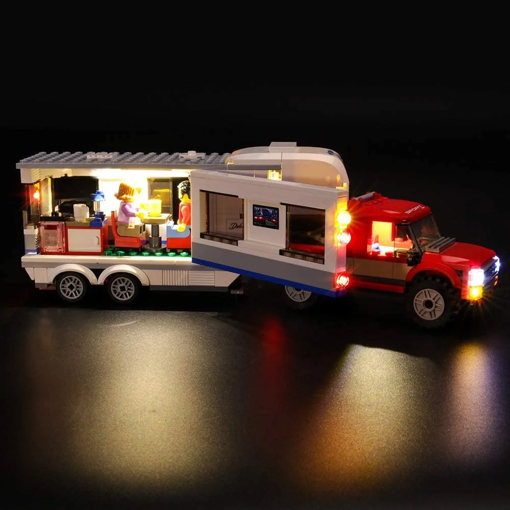 USB ışık kiti Lego City pikap ve karavan yapı seti 60182 taşları  tuğla-(dahil değil Lego modeli) - AliExpress