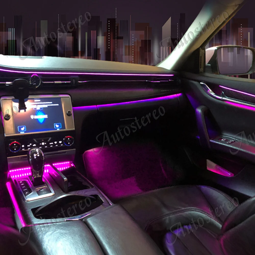 

Подсветка салона автомобиля, дисплей приборной панели для Maserati, неоновые светодиодные аксессуары, атмосферная мультимедийная декоративная головная панель