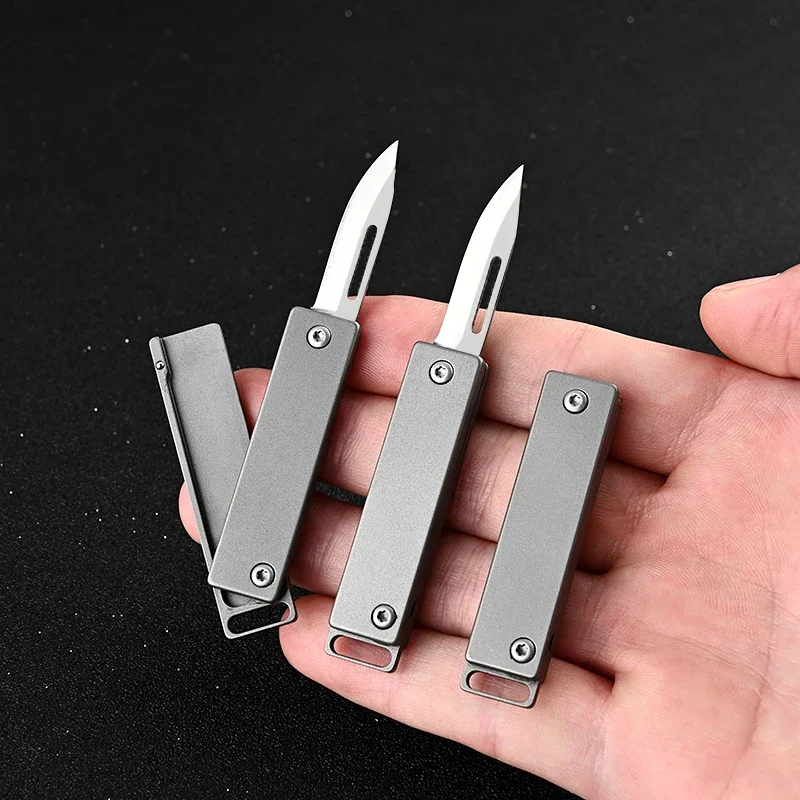 

NEW Titanium Alloy Mini Folding Knife High Hardness D2 Steel Sharp Knife With Keychain Pendant Disassembly Express Open Box Tool