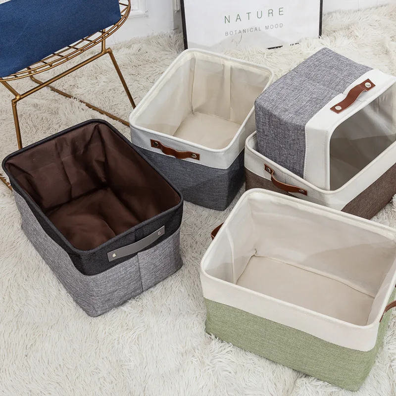Linen Storage Box, Linen Toy Storage Basket, Foldable Storage Basket, Hand-held Fabric Storage Box, Miscellaneous Storage Basket 4