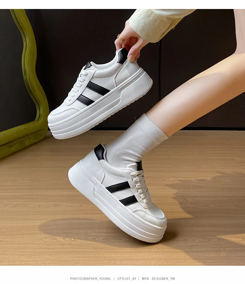 Dames platform sneakers wit met veters en zachte zool_voghion.com